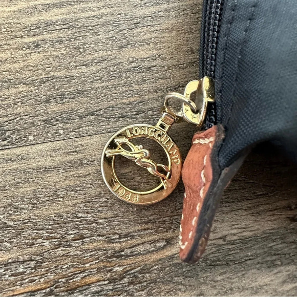 Longchamp Le Pliage Shopping Modele Depose  Black travel tote bag brown Leather - Picture 9 of 9